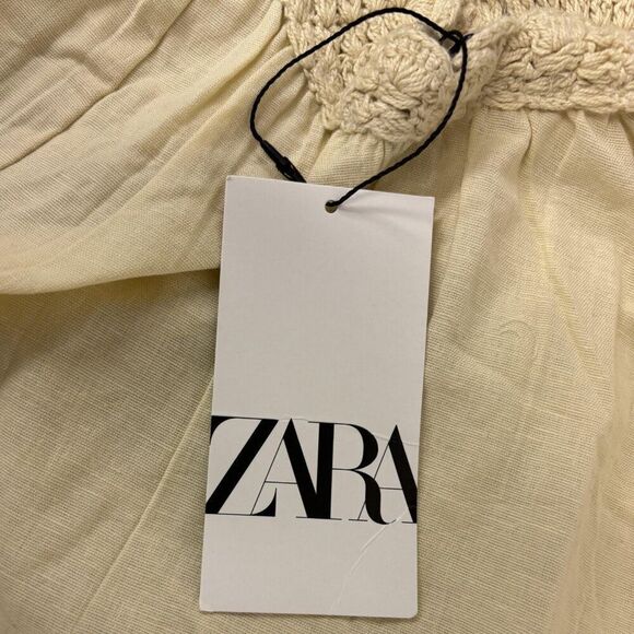 Zara Womens Embroidered Dress Size S Beige Ivory Crochet Floral 6895/003 NWT - Picture 5 of 16